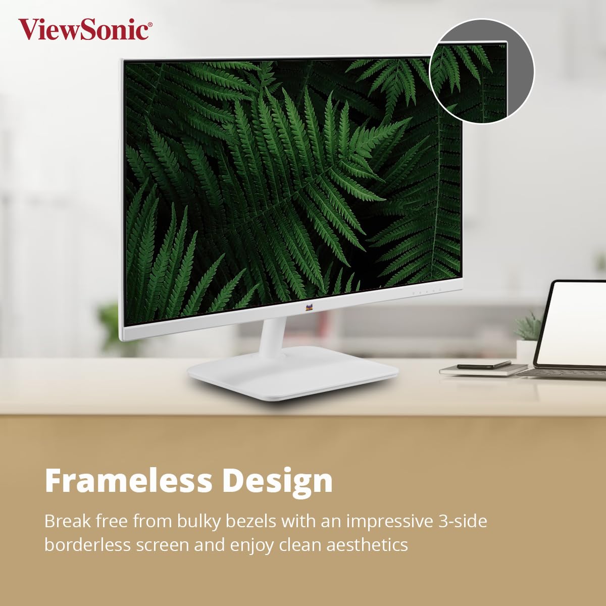 ViewSonic 24 Inch Full HD IPS 100Hz AMD Free Sync 1080p IPS White Monitor with Frameless Design