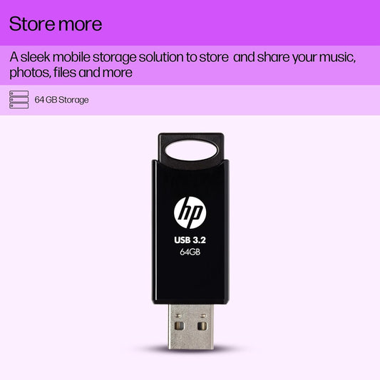 HP 64 GB 712w USB 3.2 Flash Drive - Black