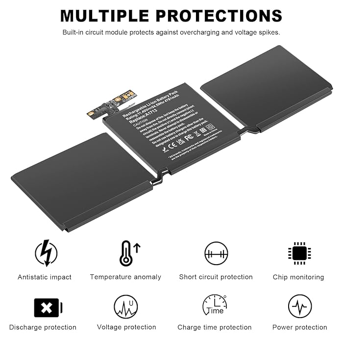 Apple A1713 Original OEM 54.5Whr 3800mAh 11.4V 3 Cell Laptop Battery for MacBook Models