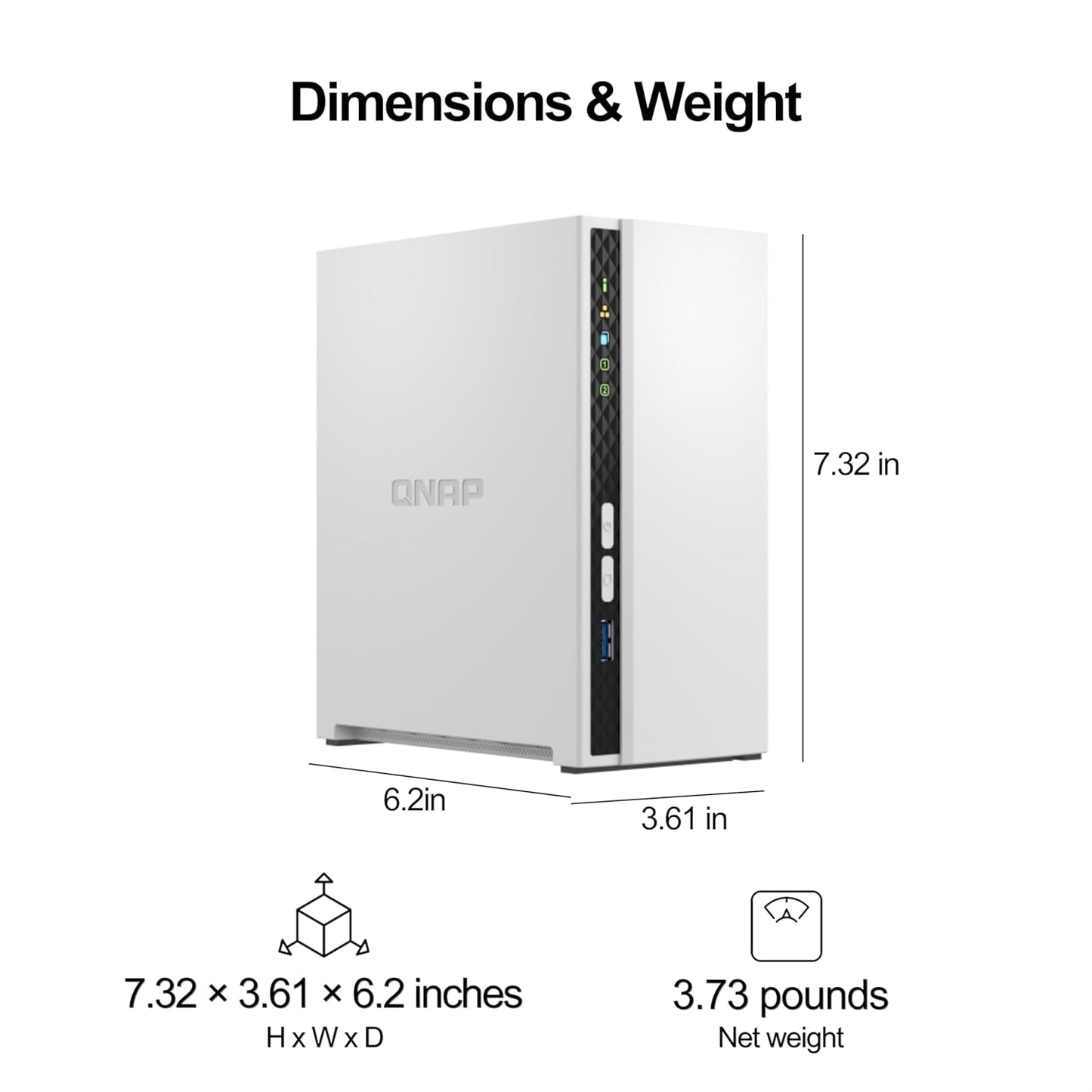QNAP TS-233 Quad Core 2 Bay Desktop Network Attached Storage Enclosure - White