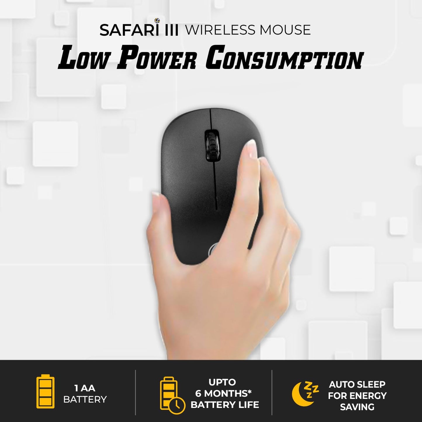 LAPCARE Safari III B 1600 DPI 2.4GHz Wireless Mouse - Black