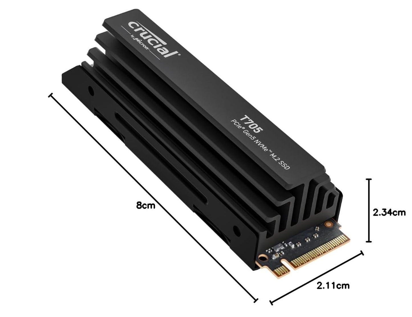 Crucial T705 2TB PCIe Gen5 NVMe M.2 2280 Internal Solid State Drive with Heatsink