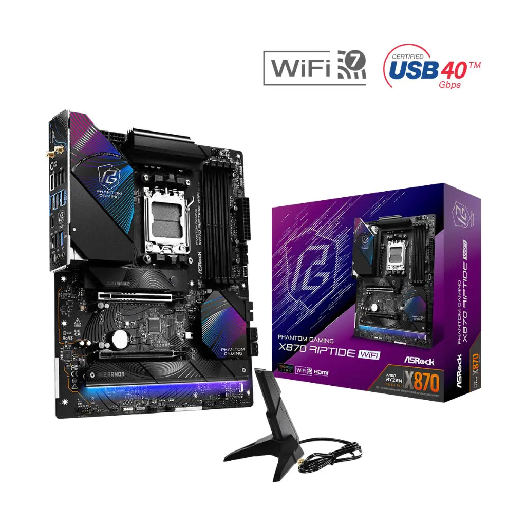 ASRock X870 Riptide Wi-Fi AMD X870 AM5 DDR5 ATX Motherboard-tpstech.in