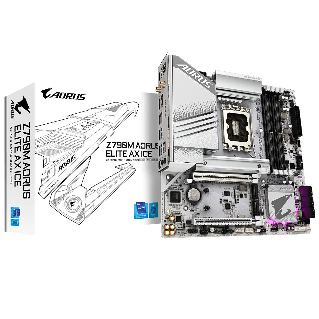 Gigabyte Z790M AORUS ELITE AX ICE Wi-Fi 6E Intel Z790 LGA1700 DDR5 Micro-ATX Motherboard-tpstech.in