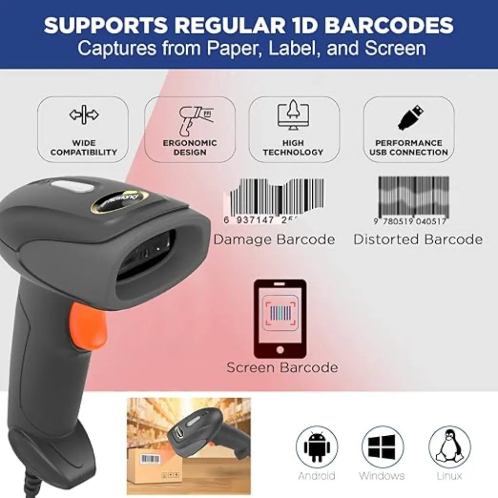Newland NLS‑HR1070‑70 Handheld 1D Barcode Scanner 300 Scans/Sec-tpstech.in