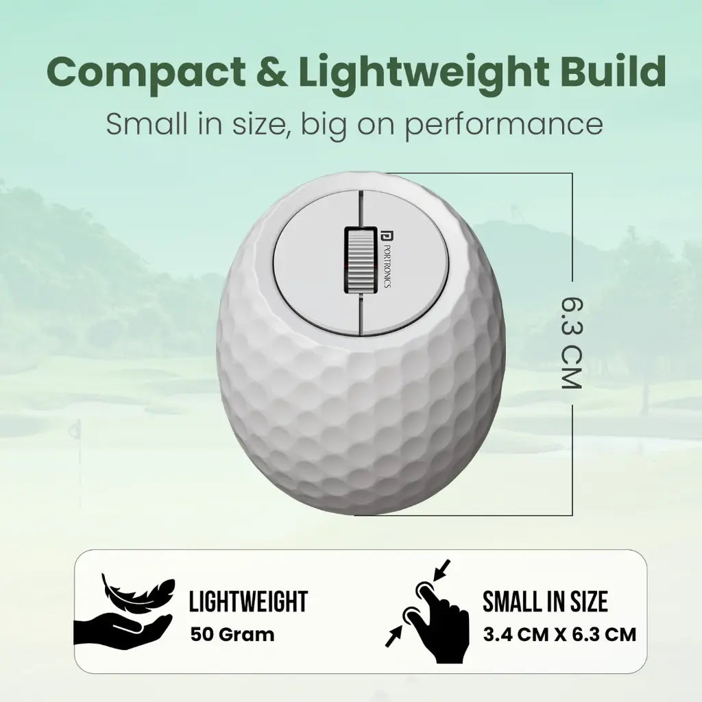 Portronics POR 3120 ToadPlay Golf Mini Wireless Mouse 2400 DPI - White-tpstech.in