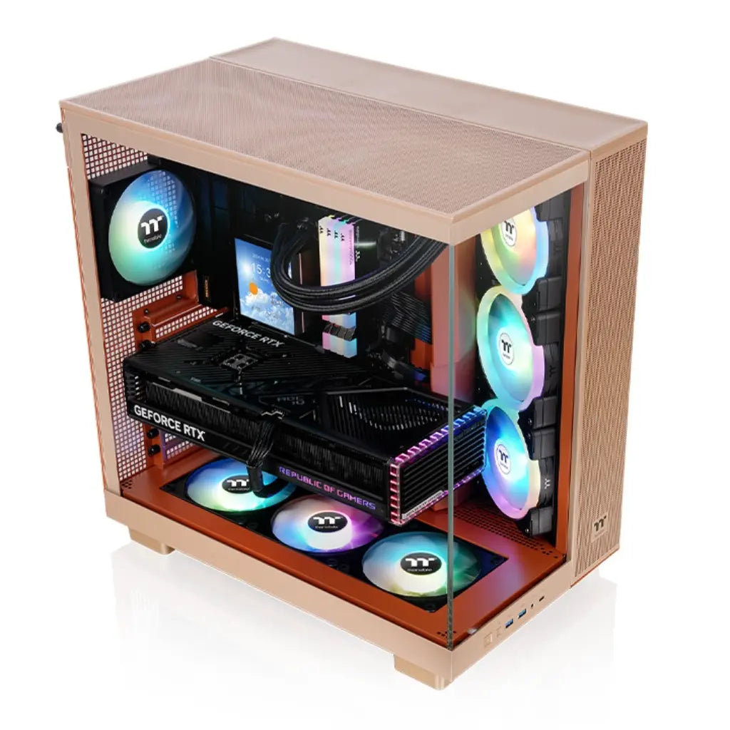 Thermaltake View 380 XL TG ARGB ATX Mid Tower Tempered Glass Computer Case - Gravel Sand-tpstech.in