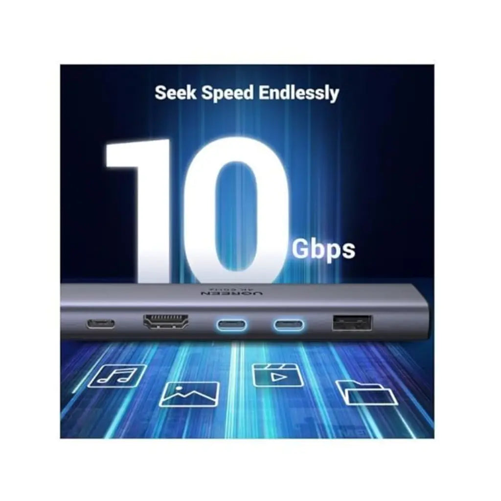 UGREEN 45521 USB C 7 in 1 Multifunctional Adapter HDMI USB C USB A SD TF 100W PD-tpstech.in