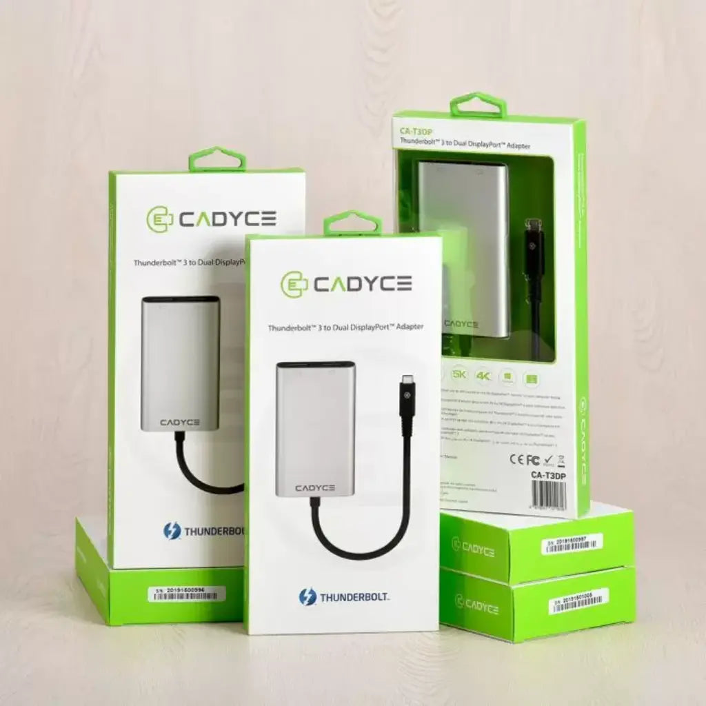 Cadyce CA-T3DP Thunderbolt™ 3 to Dual DisplayPort™ Adapter Supports Dual 4K or Single 5K Display
