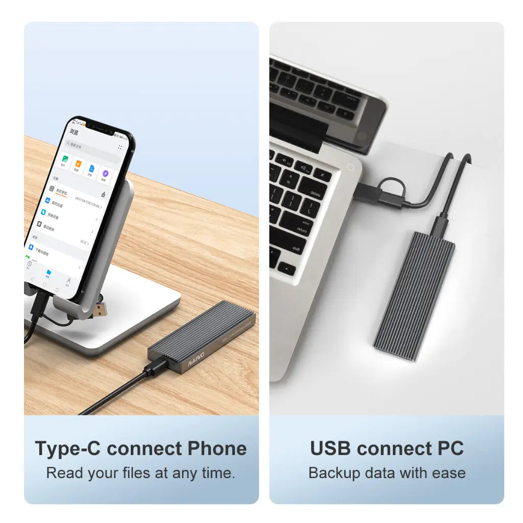 MAIWO K1691 USB-C 3.1 Gen2 Tool Free M.2 NVMe SATA SSD Enclosure