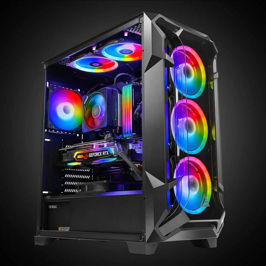 Antec DF600 Flux ARGB Tempered Glass Side Panel ATX Mid Tower Gaming Cabinet - Black