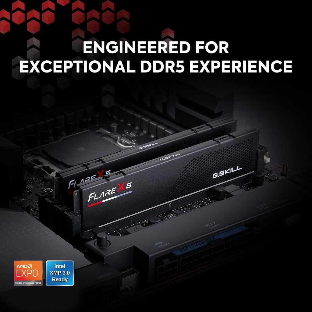 G. SKILL Flare X5 128GB (2 x 64GB) DDR5 RAM 6000MHz CL36 Gaming Workstation Memory