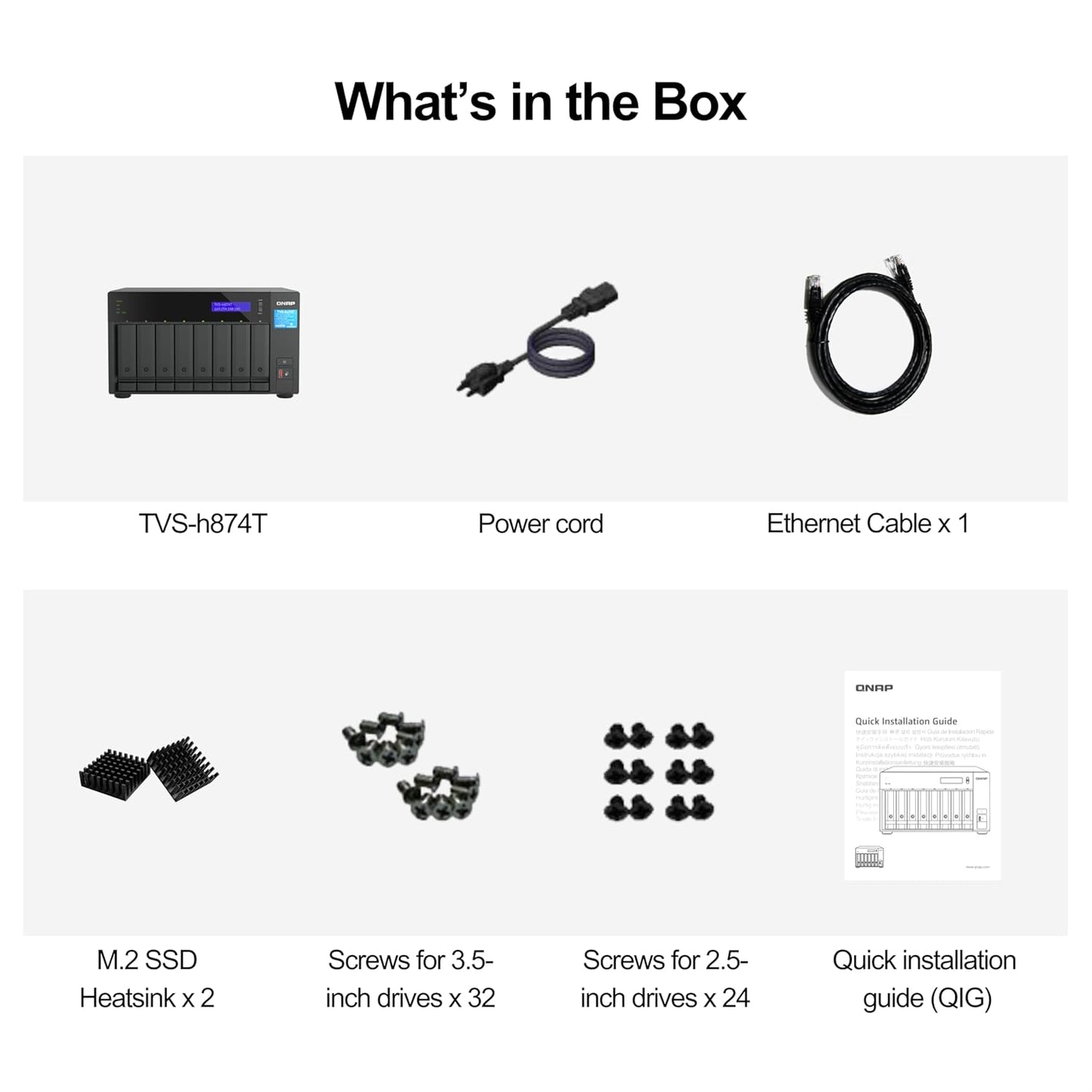 QNAP TVS-h874T-i7-32G 8 Bay 2.5GbE Thunderbolt 4 Desktop Network Attached Storage - Black