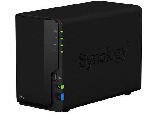 Synology DiskStation DS223 2-Bay Network Attached Storage Enclosure Drive - Black