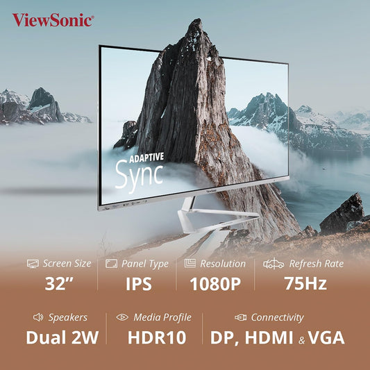 ViewSonic VX3276-MHD-3 32” 75Hz HDR10 1080p FHD sRGB IPS Panel Monitor