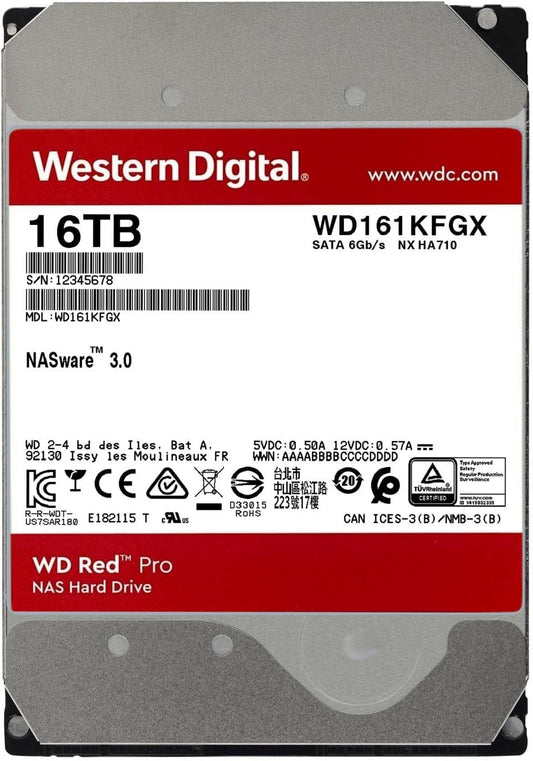 Western Digital WD Red Pro 16TB 3.5" SATA 7200RPM NAS Internal Hard Disk Drive