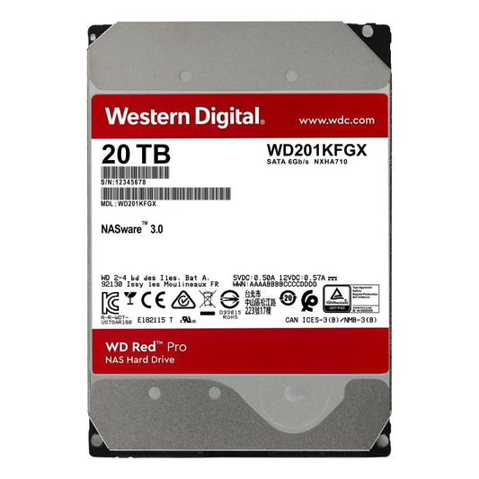 Western Digital WD Red Pro 20TB 3.5" SATA 7200RPM NAS Internal Hard Disk Drive