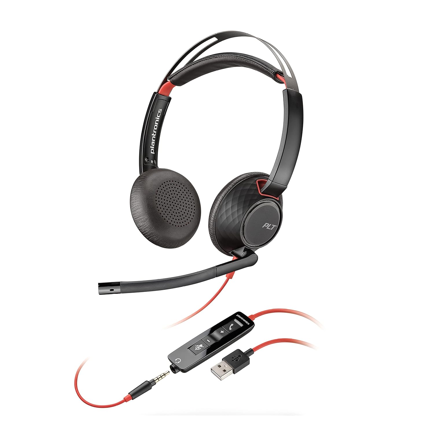 Poly Blackwire C5220 Passive Noise Cancellation USB-A Stereo Headset with  Boom Microphone