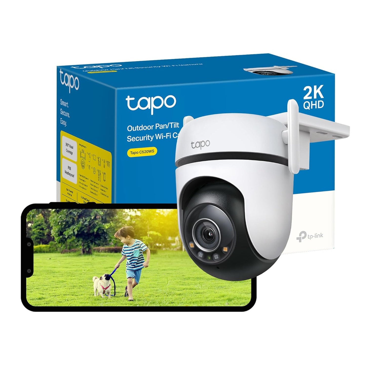 TP-Link TAPO C520WS 4MP 2K QHD Weatherproof Outdoor Security Smart Wi-Fi Camera - White