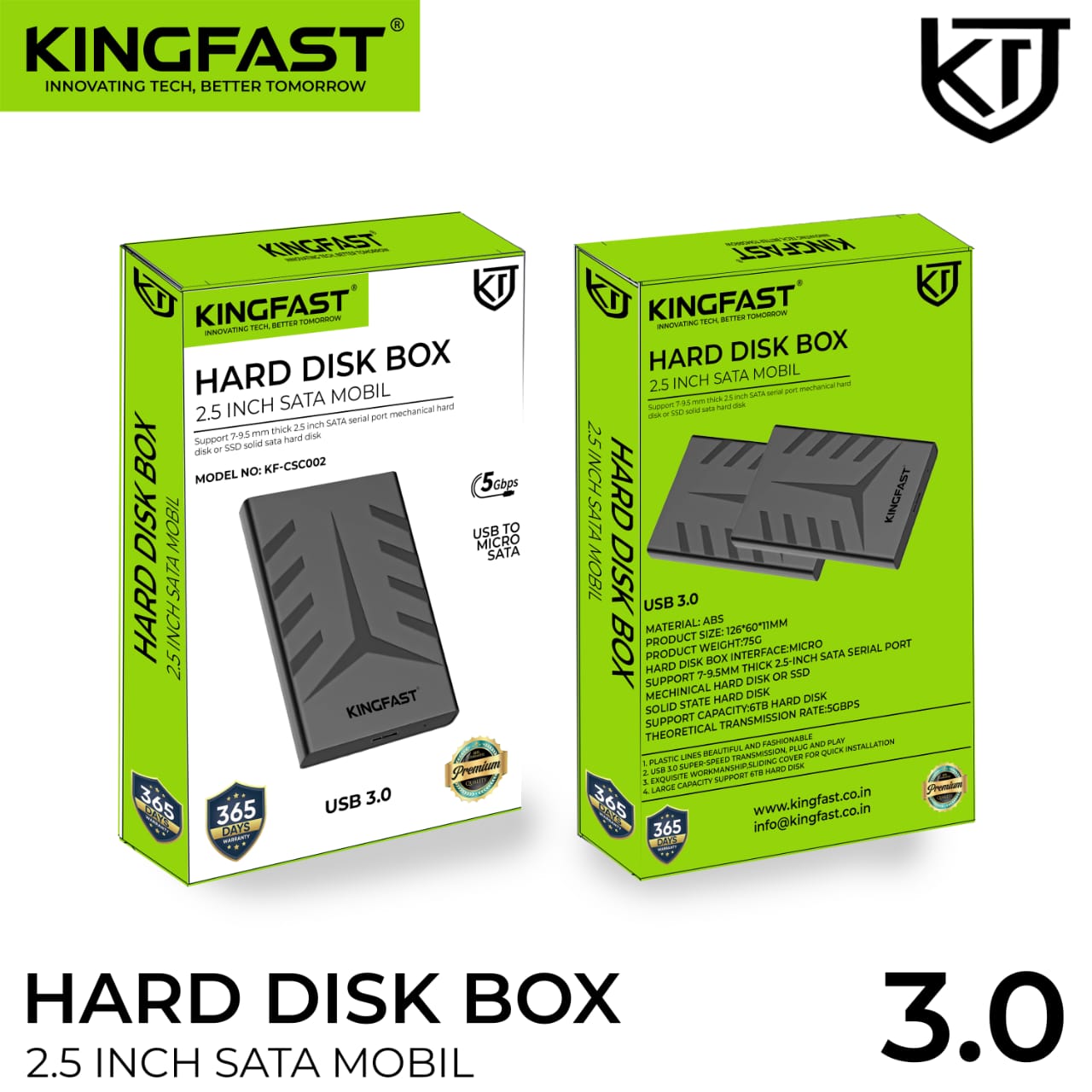 KINGFAST USB 3.0 External HDD/SSD Enclosure with Lightweight and Shock-Resistant Design