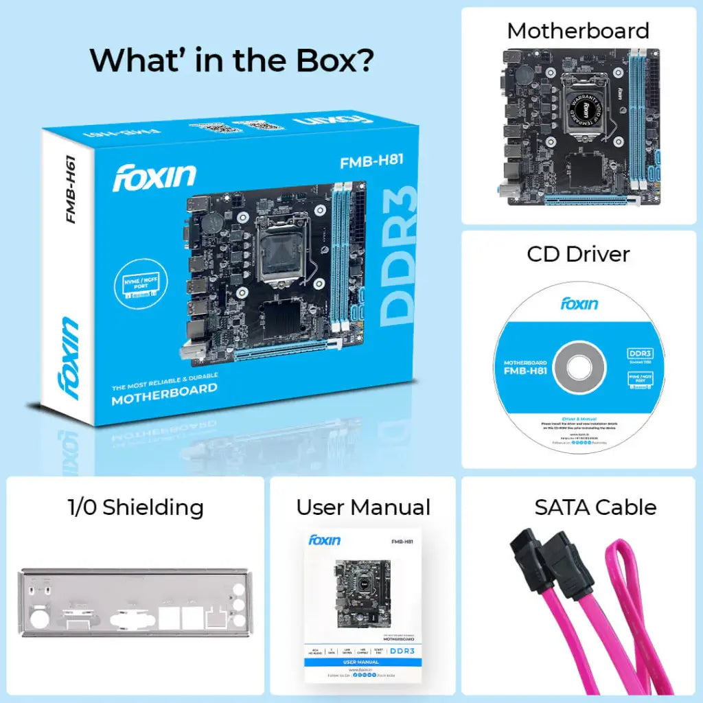 Foxin H81 Prime Intel H81 LGA 1150 DDR3 NVMe NGFF ATX Motherboard-tpstech.in