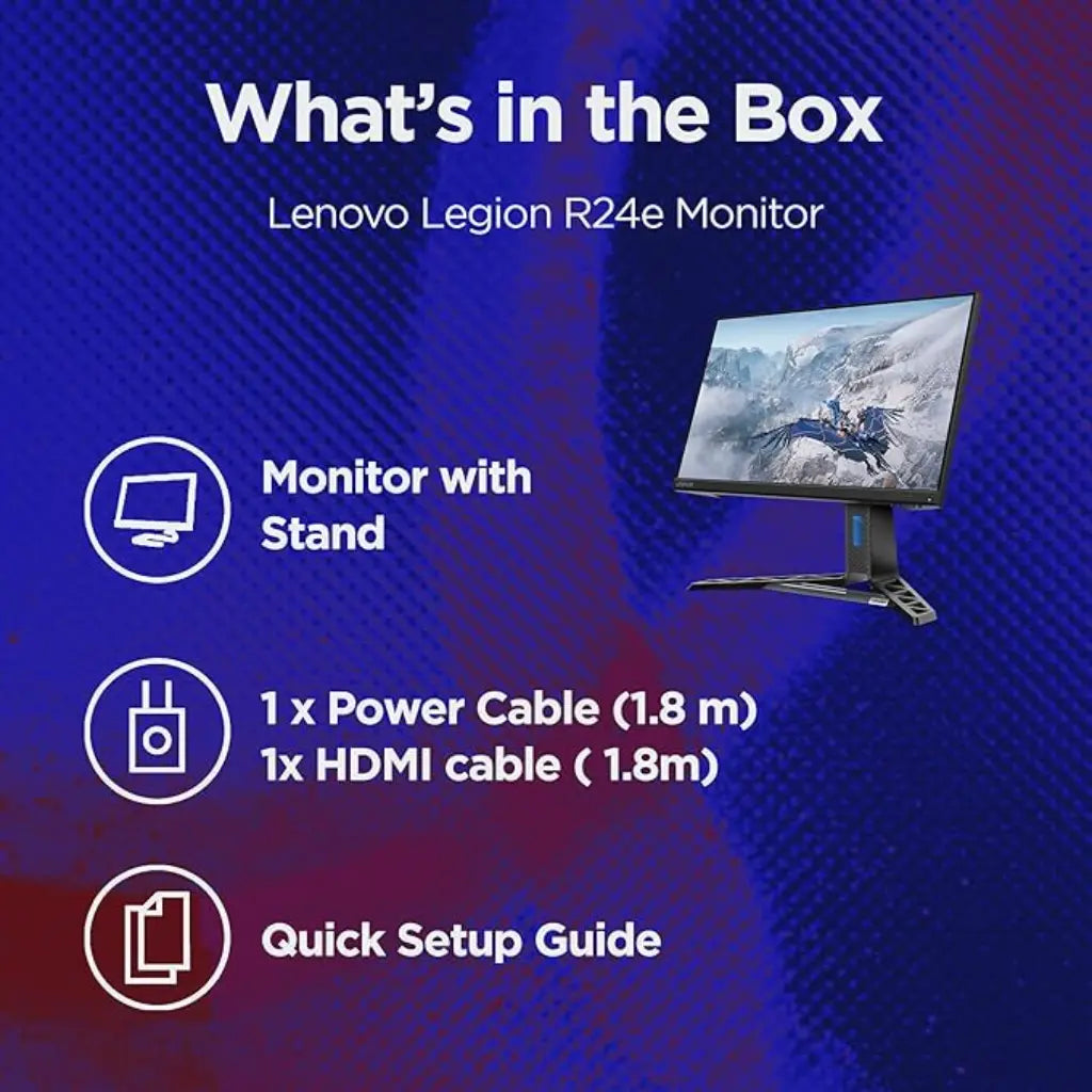 Lenovo Legion R24e 23.8″ 180 Hz 0.5 ms IPS FreeSync Ergo Gaming Monitor-tpstech.in