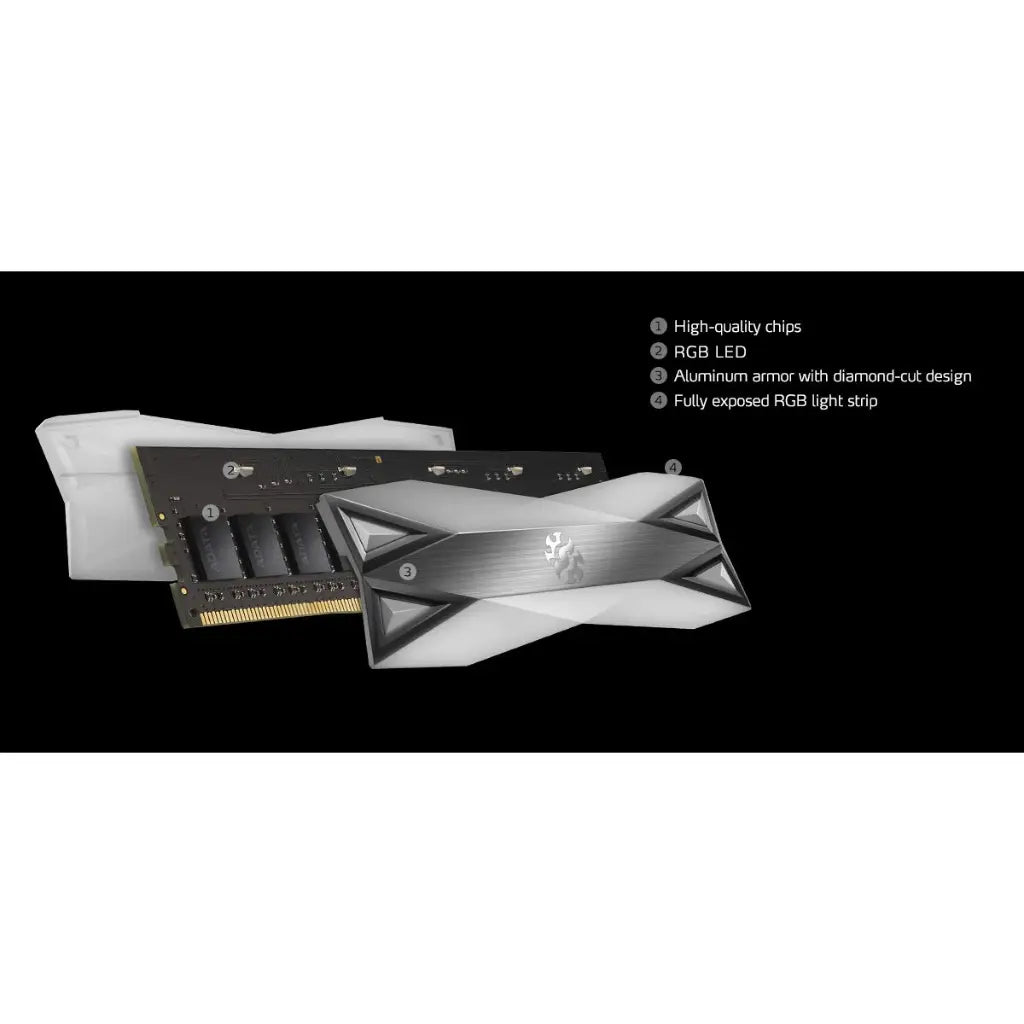 XPG Spectrix D60G 32GB DDR4 RAM (16GBx2) 3600MHz CL18 288-Pin RGB Desktop Memory-tpstech.in
