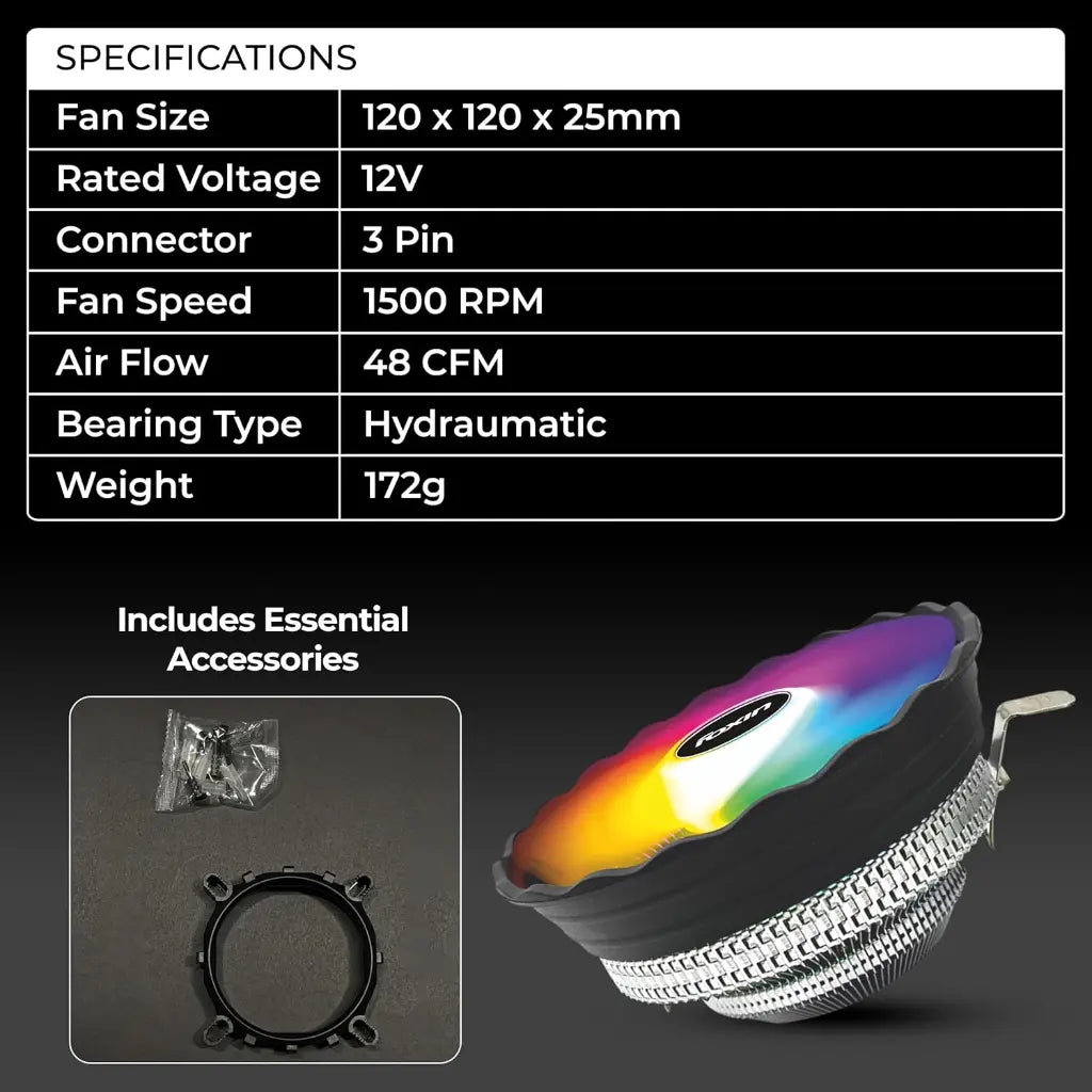 Foxin FCF 002 120mm RGB CPU Cooling Fan with Hydramatic Bearing