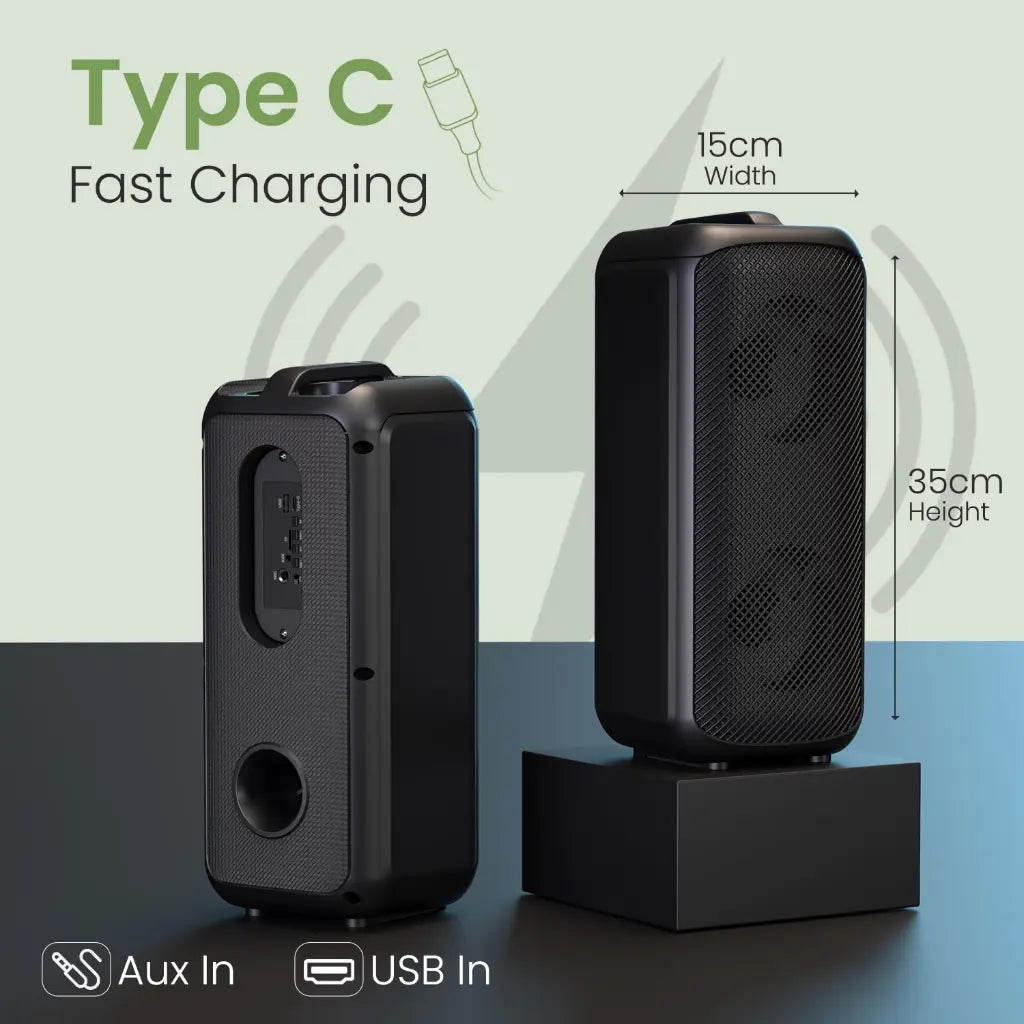 Portronics Rumble POR 2345 25W Bluetooth 5.3 Party Speaker with Wired Mic 5 Hour Playtime-tpstech.in