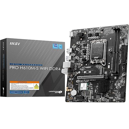 MSI PRO H610M-S Wifi LGA 1700 Socket DDR4 USB 3.2 Micro-ATX Motherboard