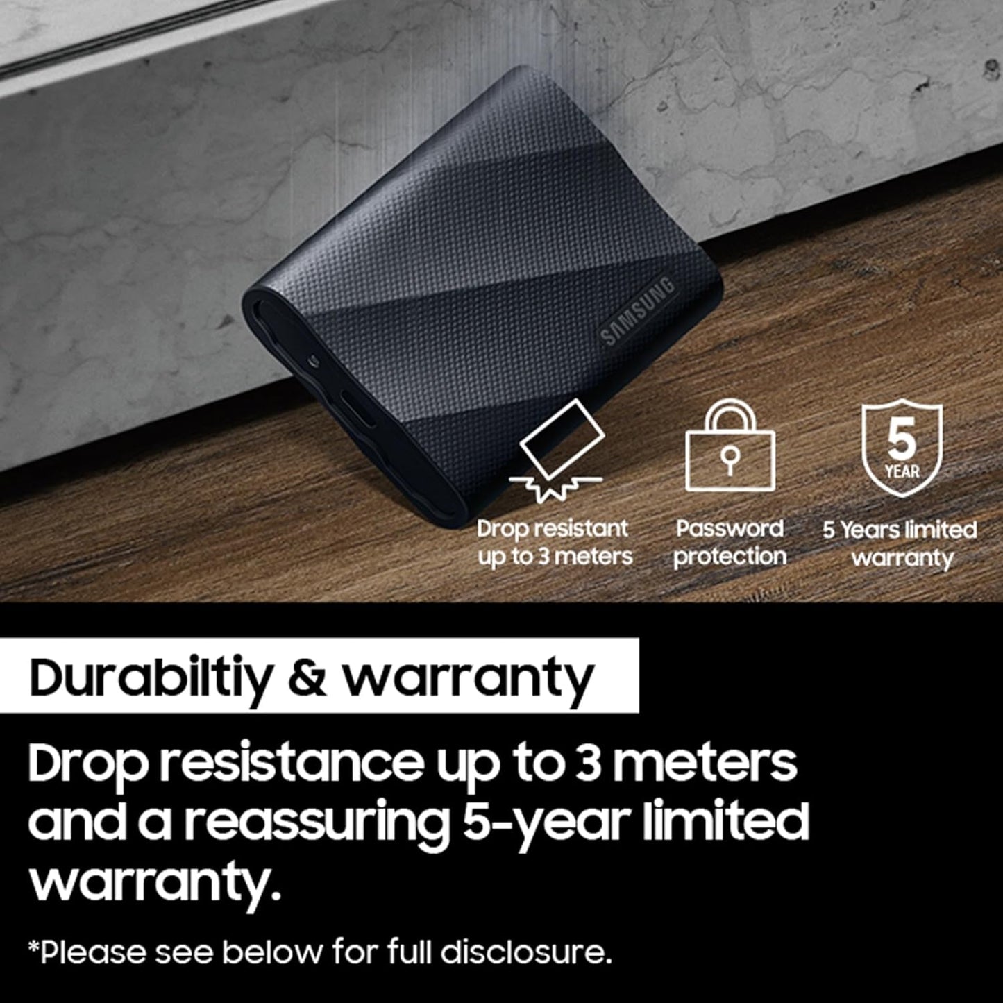 Samsung T9 1TB USB 3.2 Gen2 External Portable Solid State Drive - Black