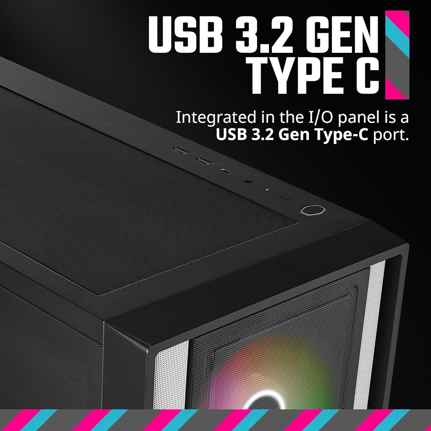 Cooler Master MasterBox 600 ARGB E-ATX Tempered Glass Side Panel Mid Tower Gaming Cabinet - Black