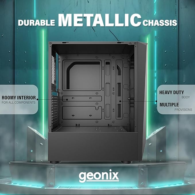 GEONIX X10 Computer Case Without Power Supply Micro ATX Cabinet (Black, Red)