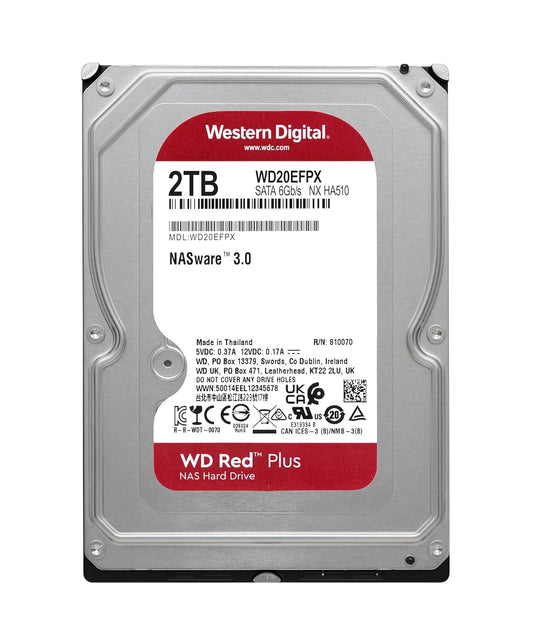 Western Digital WD Red Plus 2TB 3.5" SATA 6Gb/s 5400RPM NAS Internal Hard Disk Drive