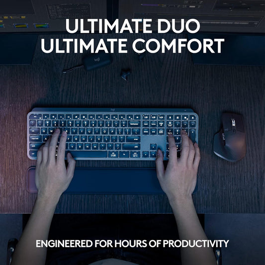 Logitech Master Series MX Keys S Wireless Keyboard and Mouse Combo with Palm Rest