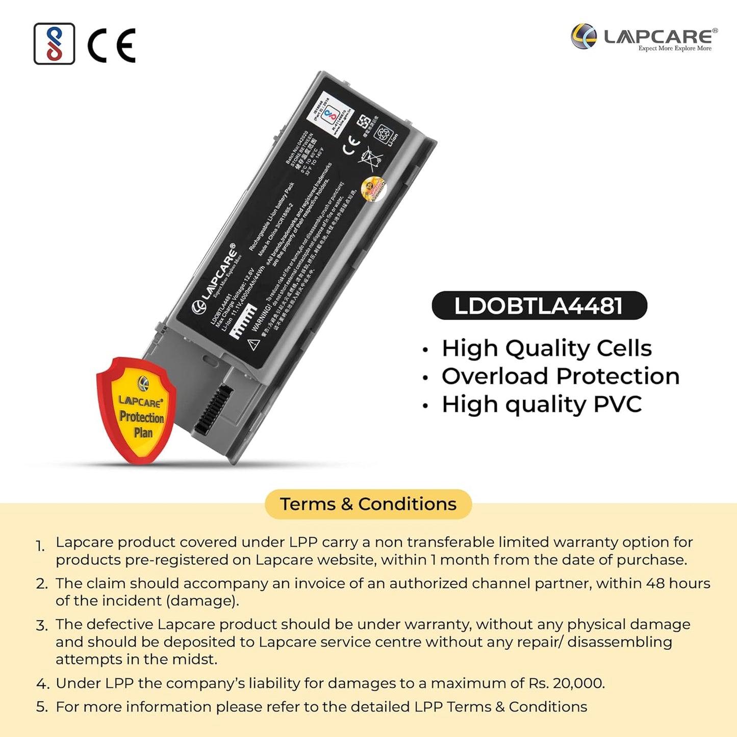 Dell Latitude D620 Series Compatible Laptop Battery 44Whr 4000mAh 11.1V 6 Cell