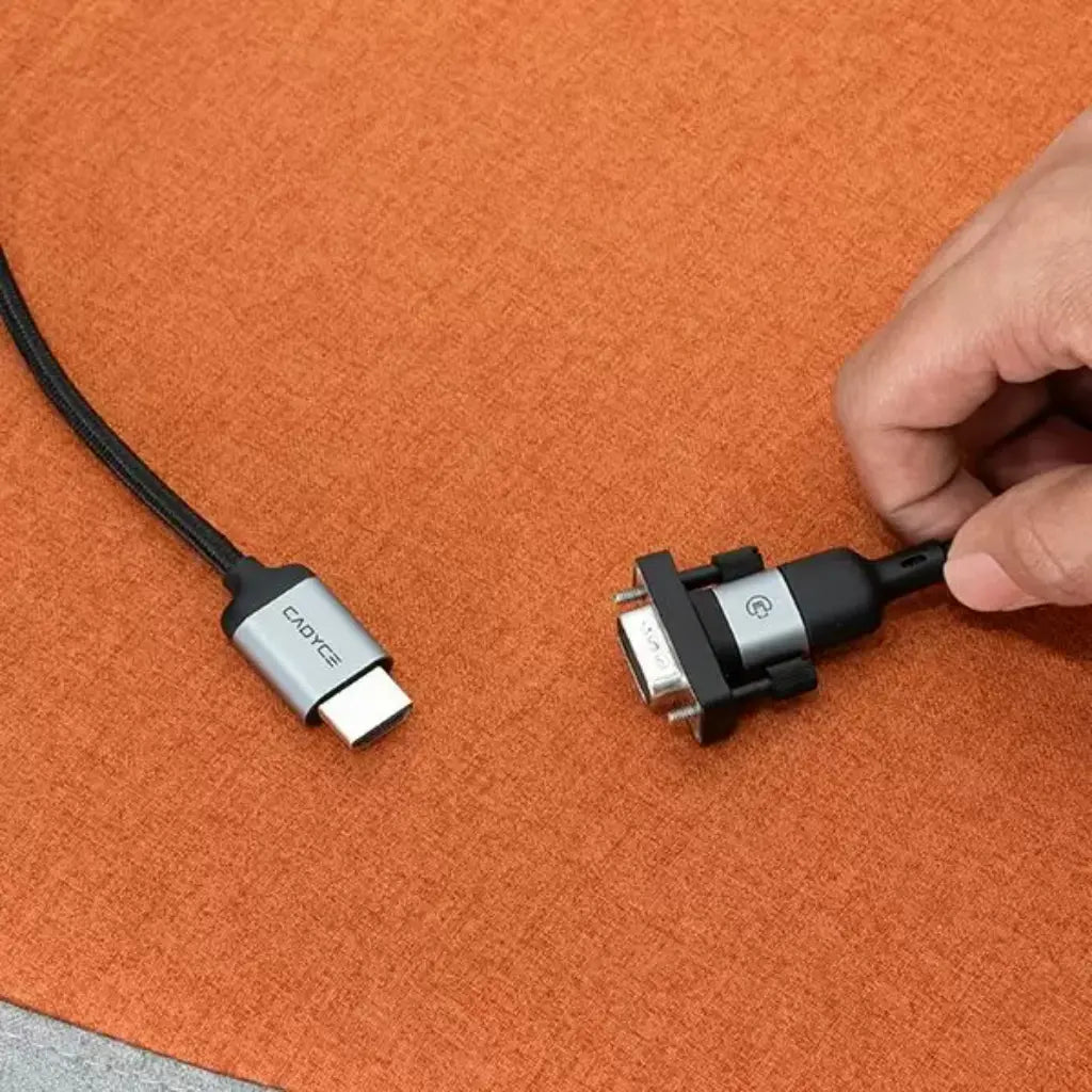 Cadyce CA-HVCAB HDMI Male to VGA Male CADMiUM Braided Cable (2M, Full HD 1080p)-tpstech.in