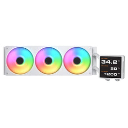 Cougar Poseidon Vistek Pro ARGB 360mm Liquid Cooler with 3.95 Inch IPS LCD Display - White-tpstech.in
