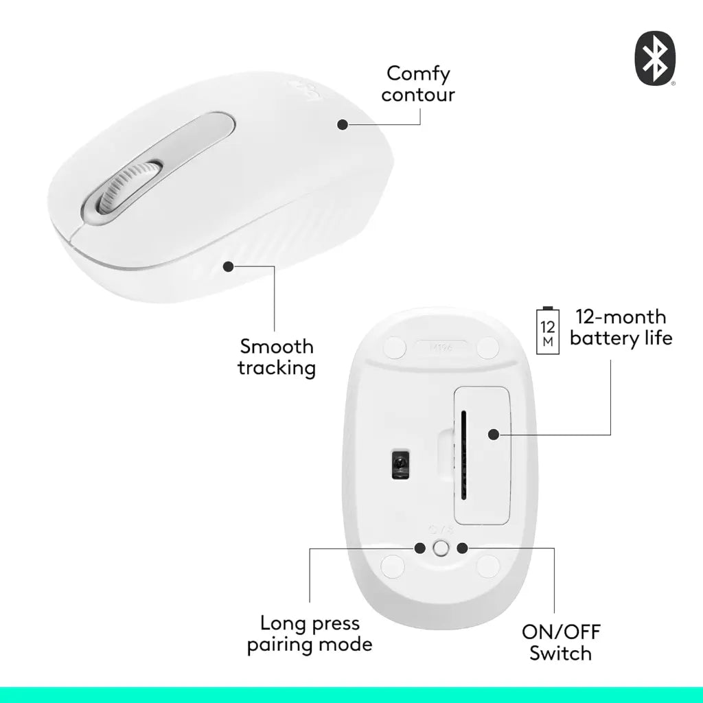 Logitech M196 Bluetooth Wireless Optical Mouse - Off White