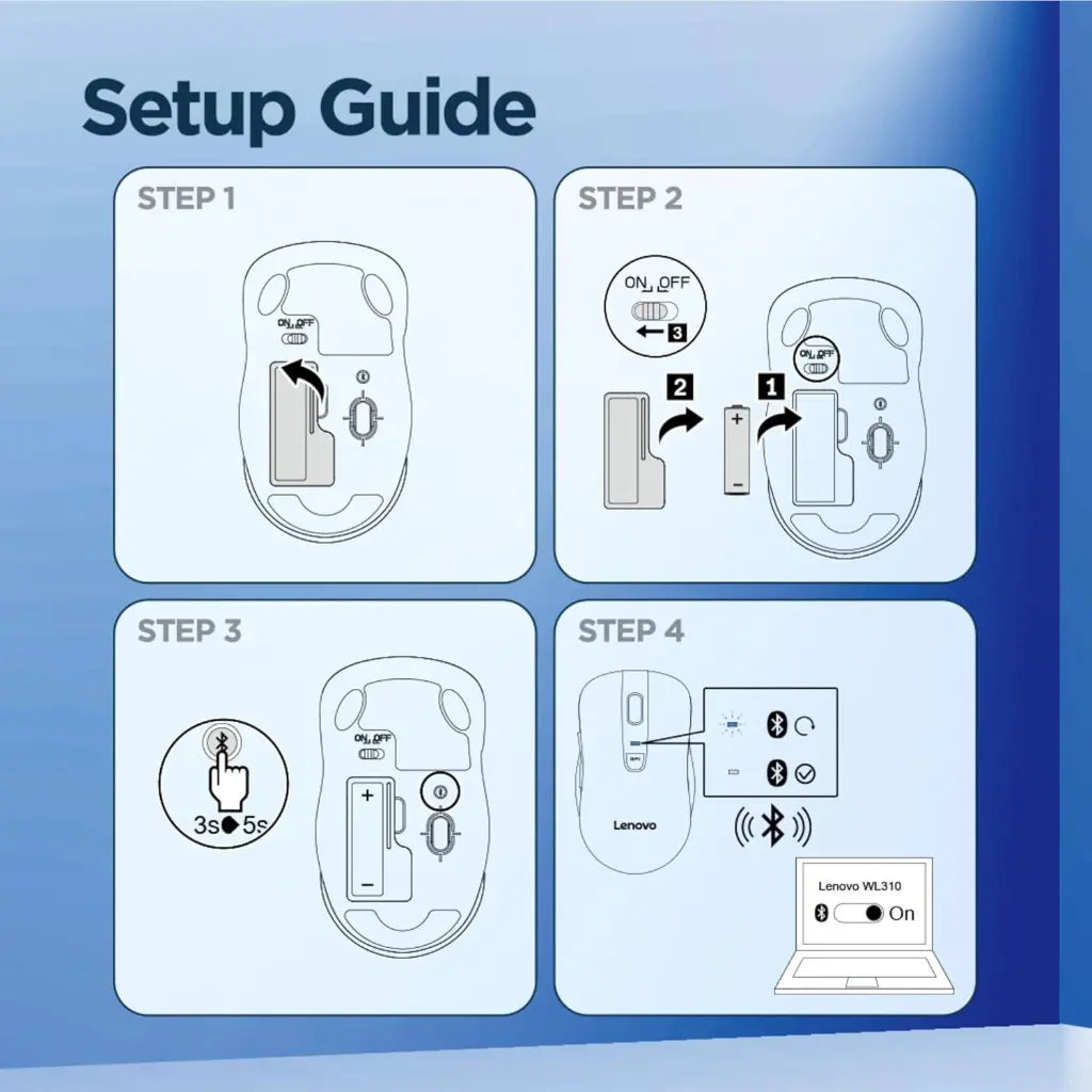 Lenovo WL310 1600 DPI Bluetooth Silent Mouse - Grey-tpstech.in