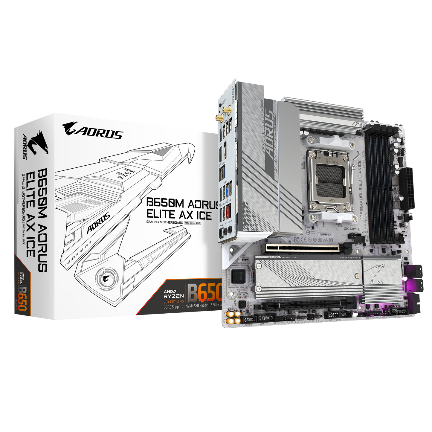 GIGABYTE B650M AORUS ELITE AX ICE AMD AM5 Socket DDR5 Micro ATX Motherboard
