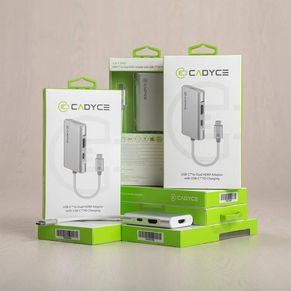 Cadyce CA-C2HD USB-C to Dual HDMI Adapter with USB-C PD Charging