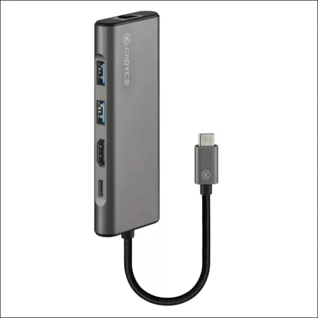Cadyce CA-CU3HG Space Grey USB-C to USB 3.0 Hub with HDMI 4K Gigabit Ethernet & PD Charging-tpstech.in