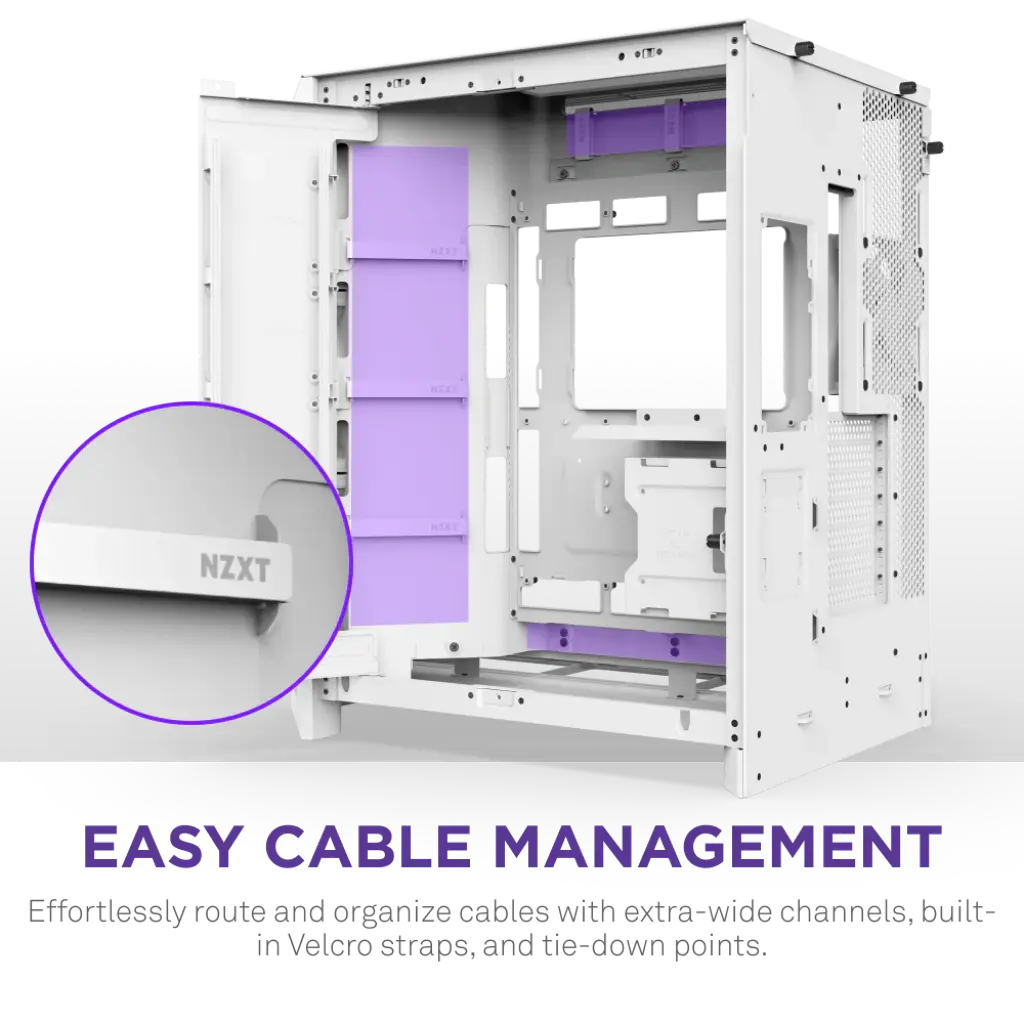 NZXT H9 Flow Tempered Glass Large Dual-Chamber Mid-Tower ATX Airflow Case-White