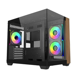Cooler Master Elite 481 Wood mATX Dual‑Chamber PC Case with Natural Wood Front Panel-tpstech.in