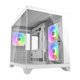 Cougar FV150 Mini RGB Mini Tower DualâChamber PC Case with Tempered Glass - White-tpstech.in