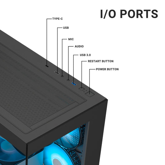 ANT Esports Crystal X7 ARGB ATX with Type-C Gaming Mid Tower Case
