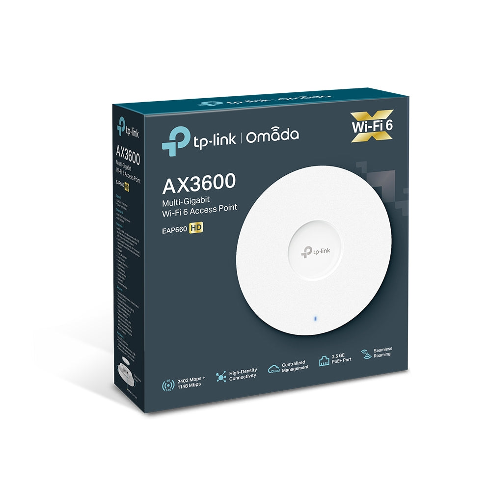 TP-Link Omada EAP660 HD AX3600 Wireless Dual Band Multi-Gigabit Ceiling Mount Access Point