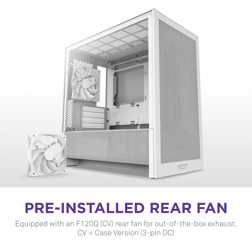 NZXT H3 Flow Tempered Glass Micro-ATX Airflow Case-White