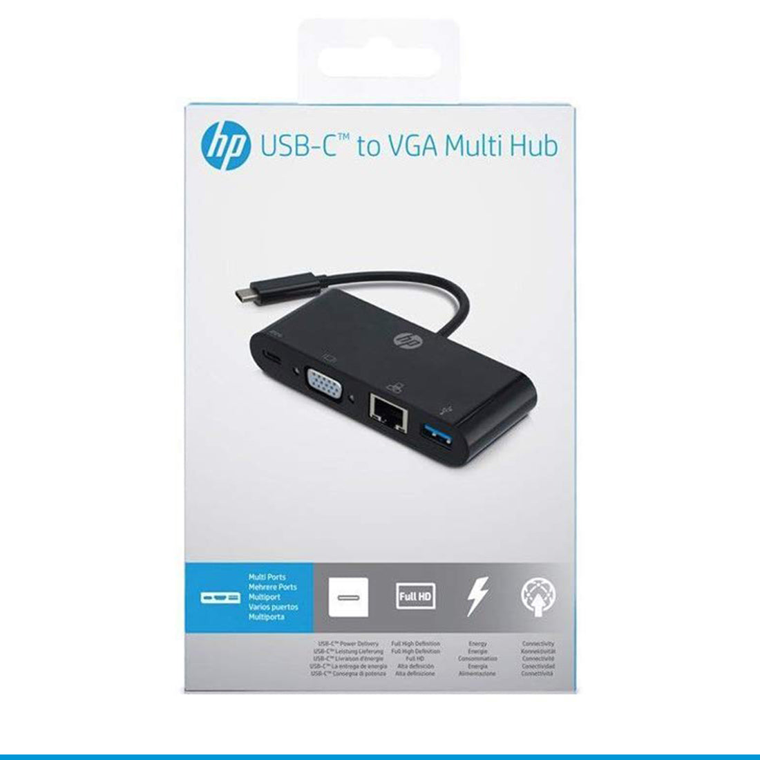 HP USB-C to USB-C VGA USB 3.0 and Gigabit Ethernet Multi Port Hub (5NA85PA)